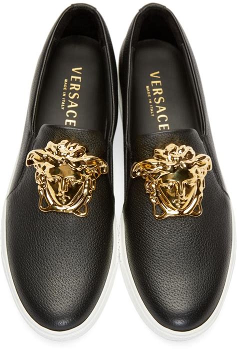 mens versace slip on shoes black|Versace autumn men's shoes price.